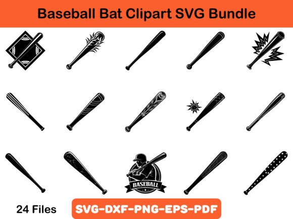 Baseball Bat Clipart SVG Bundle