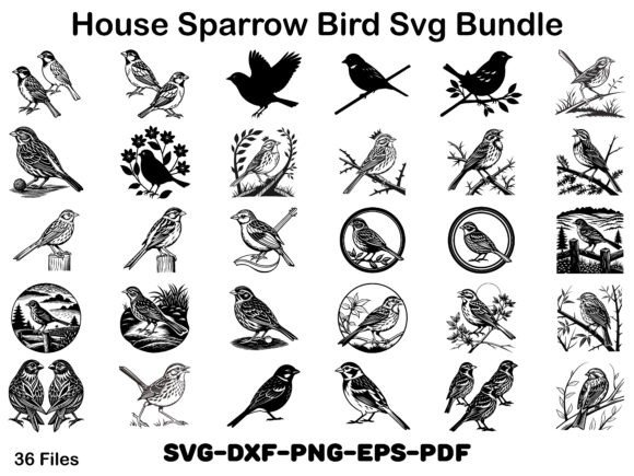 House Sparrow Bird Svg Bundle